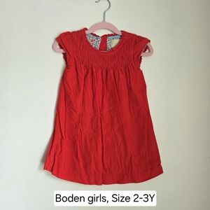 Boden Girls DRESS Size 2-3Y, Red